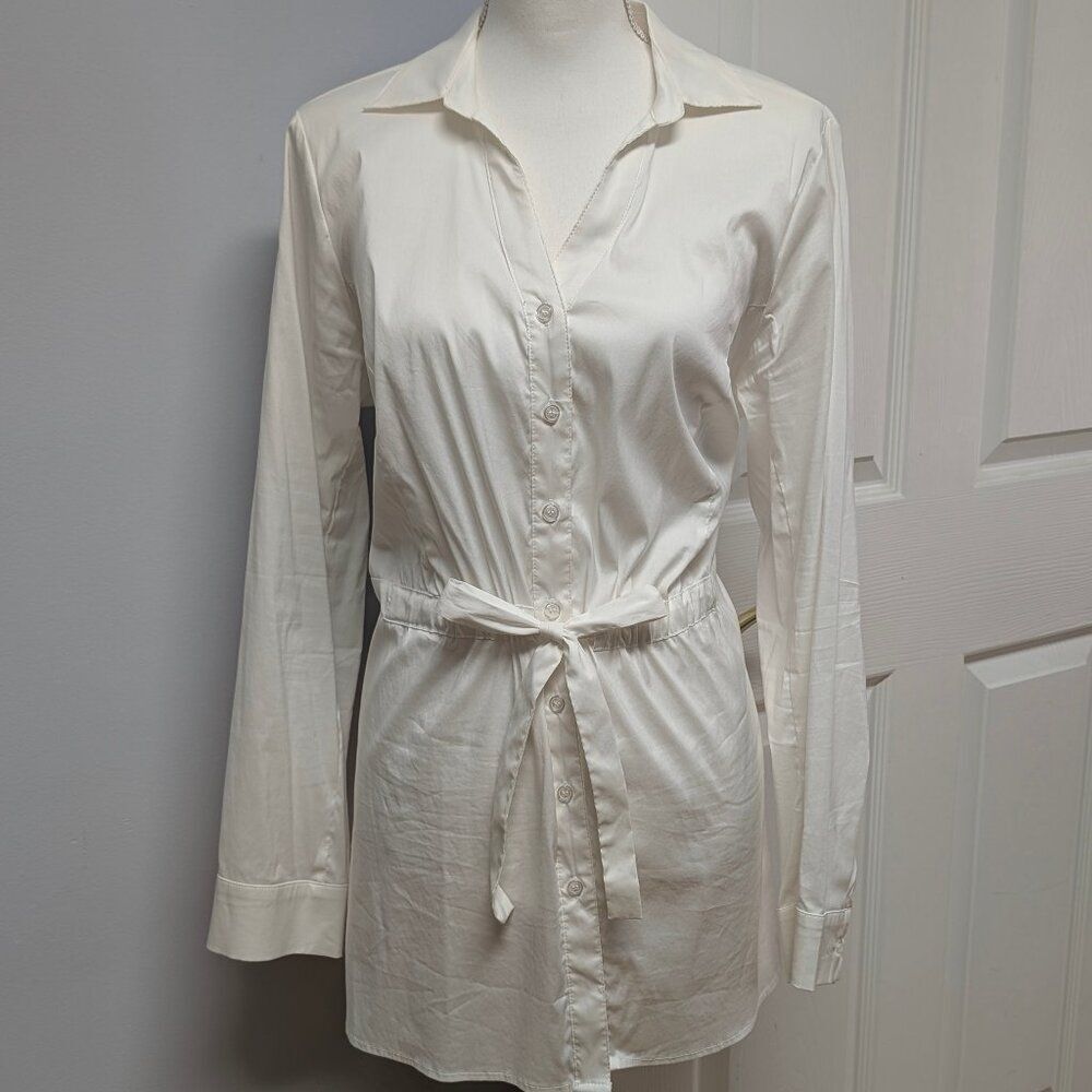 41 Hawthorn White Belted Blouse Size 1X